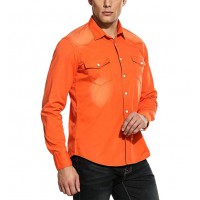 Mens Casual Contrast Long Sleeve Button Down Dress Shirts 