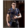 Silk Transparent Floral Shirt Short Sleeve See Through Shirt Sexy Lace Shirt