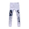 White 3D Printed Men Jeans Unique Lighting Man Biker Printing Cotton Skinny Jeans For Men Denim Pants