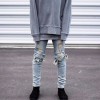 Skinny Ripped Jeans For Men Male Motorcycle  Jeans