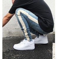 Skinny Jeans Men Hip Hop stripe Ripped Elastic Slim Fit Jeans Male Stretchy Pants street fear of God trousers