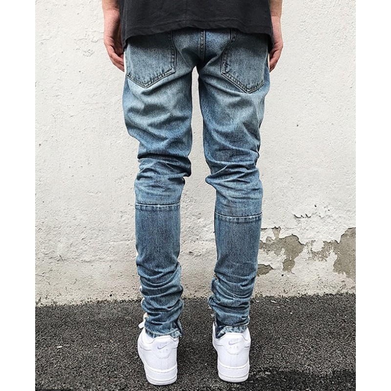 Skinny Jeans Men Hip Hop stripe Ripped Elastic Slim Fit Jeans Male Stretchy Pants street fear of God trousers