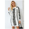 Neck twist knitted sweater dress women Elegant lace autumn winter dress Vintage long sleeve mini dress