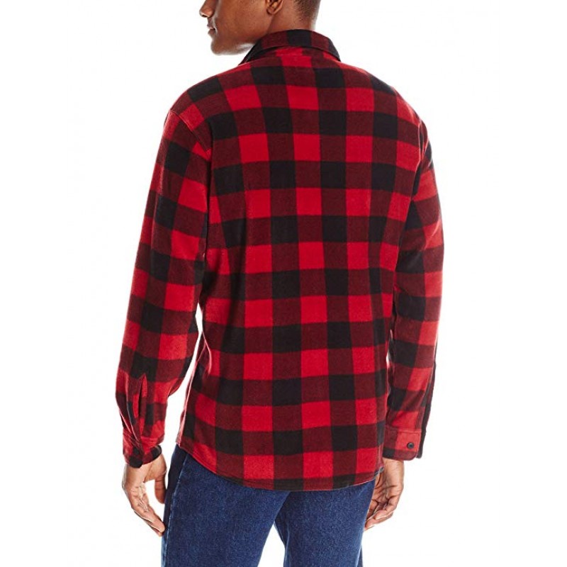 Men's Long Sleeve Plaid Fleece Shirt