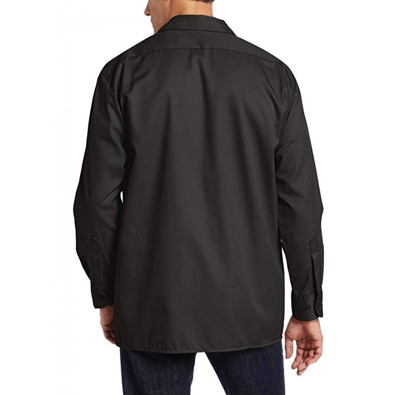 Men's Long-Sleeve Work Shirt Stain Release Wrinkle Resistant Cotton Shirt 