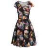 Women's  V-Neck Cap Sleeve Floral Casual Work Stretch Swing Dresses