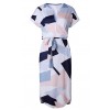 Womens Dresses Summer Casual V-Neck Floral Print Geometric Pattern Belted Dress