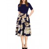 Women's Vintage Patchwork Pockets Puffy Swing Casual Party Dress