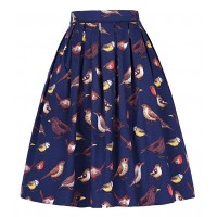 Women Pleated Vintage Skirts Floral Print 