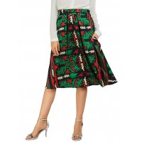 Women's Flared A line Pocket Skirt High Waist Pleated Midi Skirt