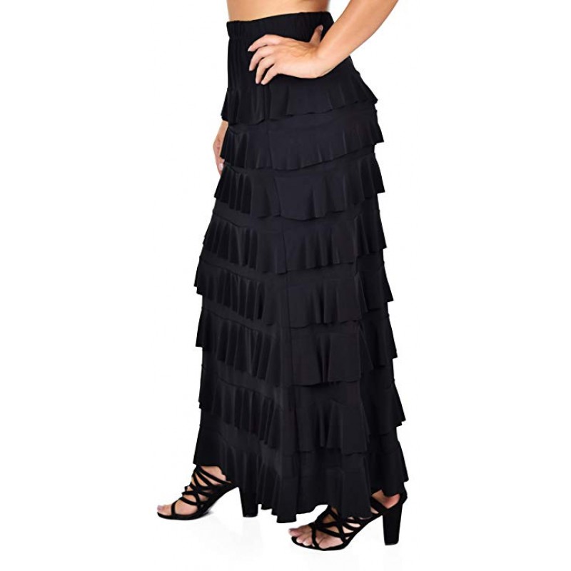 Women Waterfall 8 Tiered Boho Layered Maxi Skirt