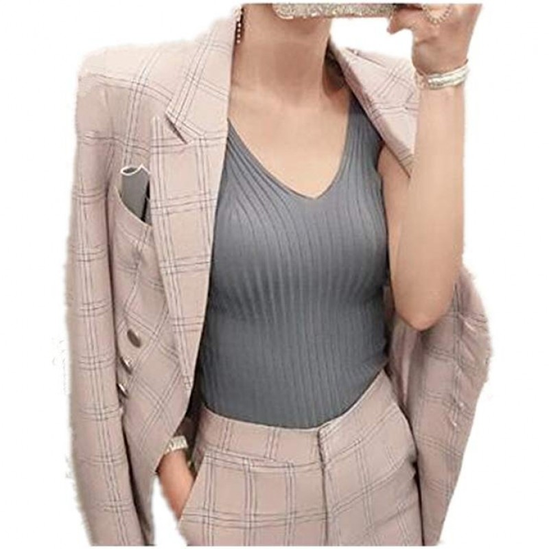 Women's Elegant Business Slim Fit Two Piece Office Lady Blazer and Pants Suit Set